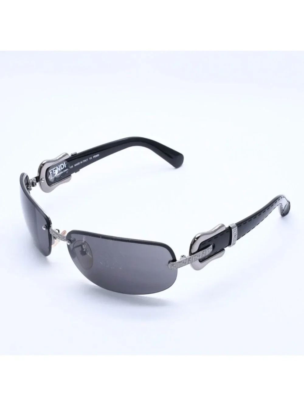 Fendi Half Rim Sunglasses Eyewear 060 Belt Temple Black